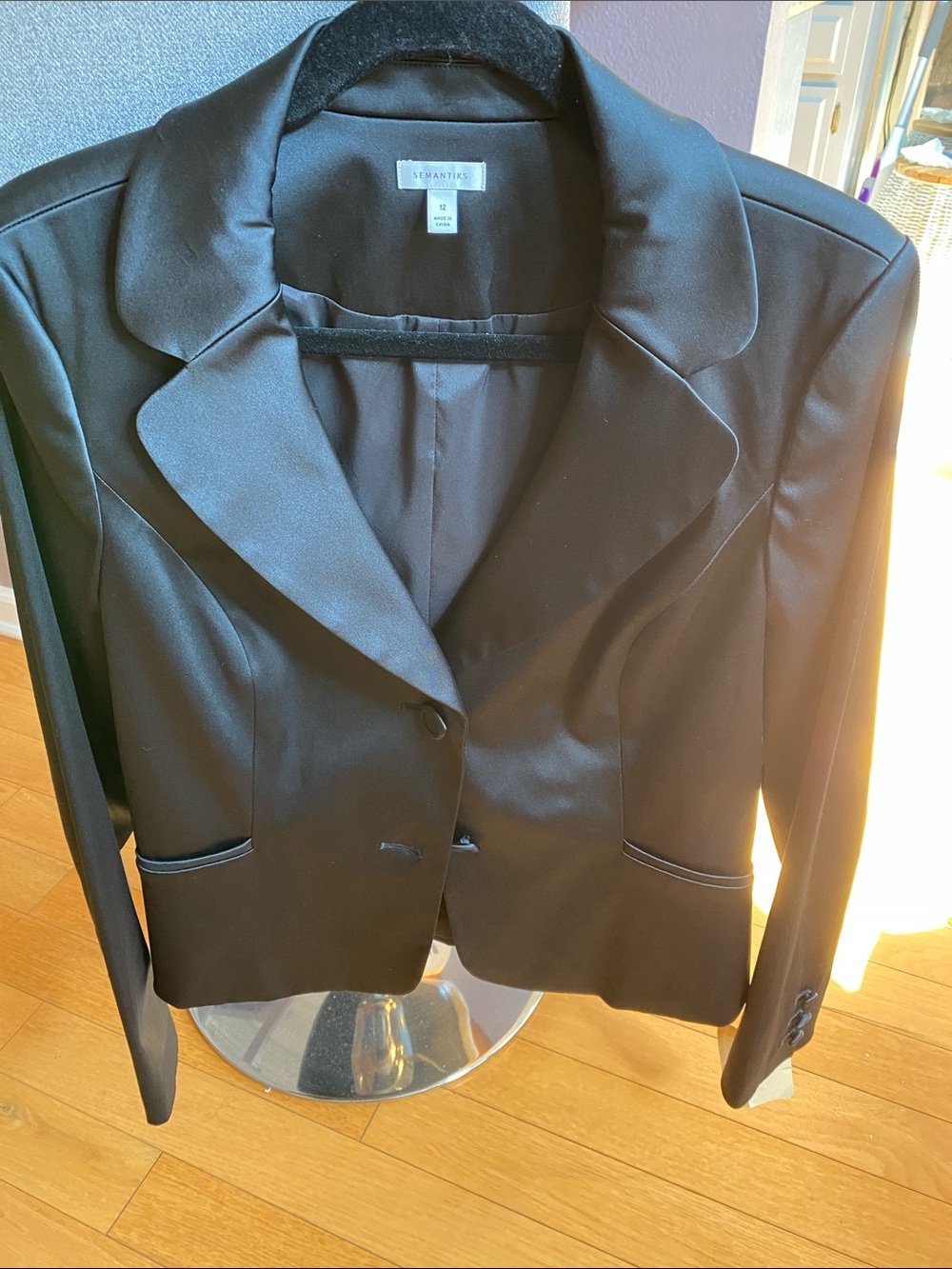 Black Satin-Style Women's Blazer